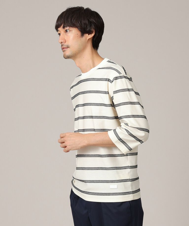 TAKEO KIKUCHI「【7分袖/Made in JAPAN】カラミ ボーダーカットソー」|Tシャツ・カットソー|