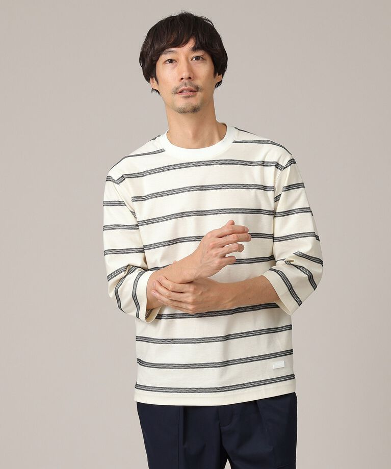 TAKEO KIKUCHI「【7分袖/Made in JAPAN】カラミ ボーダーカットソー」|Tシャツ・カットソー|