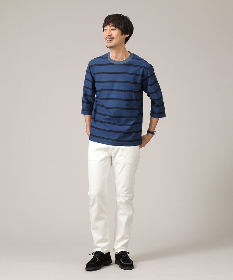 TAKEO KIKUCHI「【7分袖/Made in JAPAN】カラミ ボーダーカットソー」|Tシャツ・カットソー|