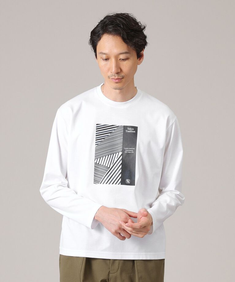 TAKEO KIKUCHI「アーカイブストライプDM長袖ポンチTシャツ」|Tシャツ・カットソー|ﾎﾜｲﾄ(001)
