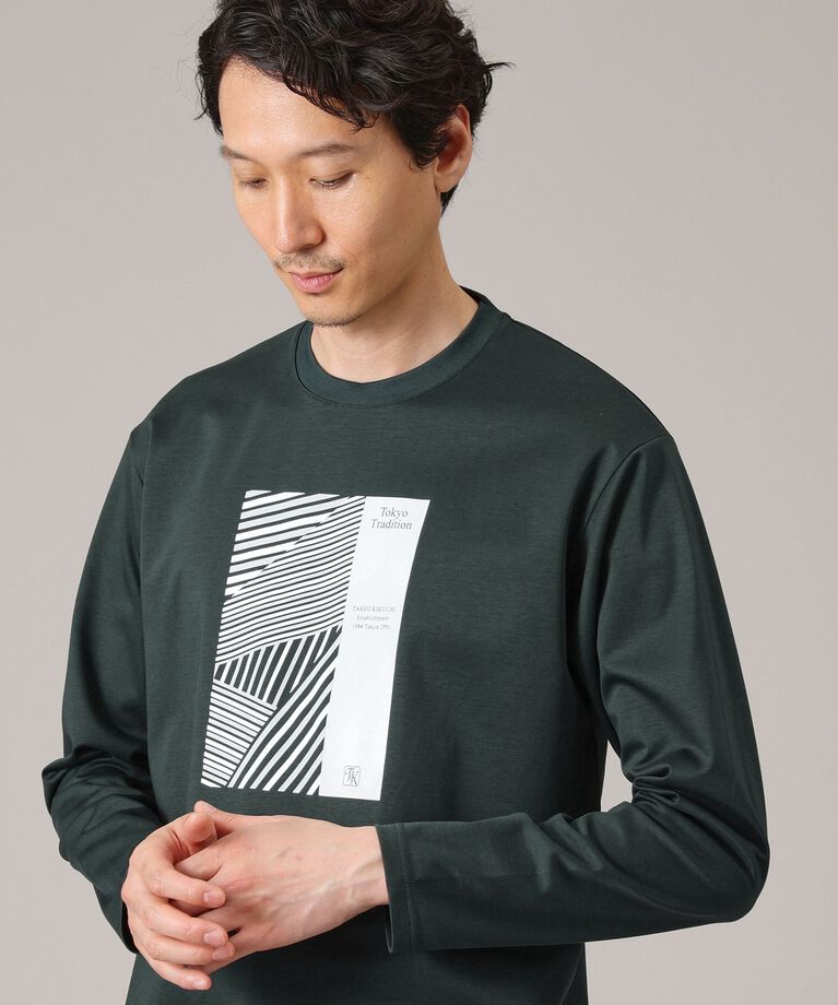 TAKEO KIKUCHI「アーカイブストライプDM長袖ポンチTシャツ」|Tシャツ・カットソー|