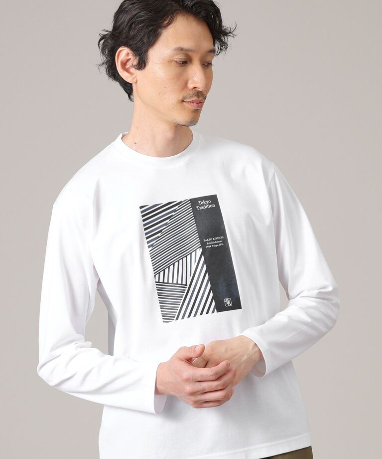 TAKEO KIKUCHI「アーカイブストライプDM長袖ポンチTシャツ」|Tシャツ・カットソー|