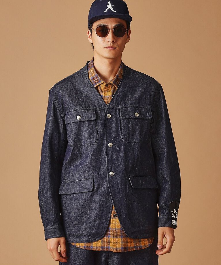 40CARATS&525「525DENIMノーカラー カバーオール」|ブルゾン・スタジャン|