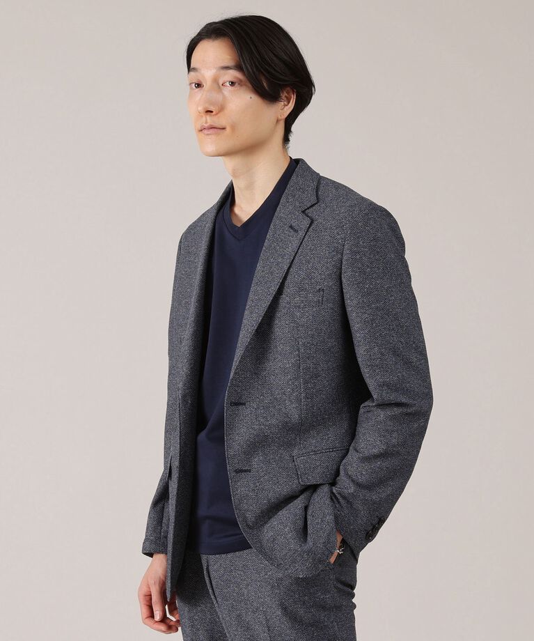 TAKEO KIKUCHI「【抗菌防臭】尾州 リネンブレンド ハニカムメッシュ ジャケット」|テーラードジャケット|ブルー(093)