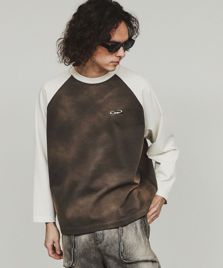 tk.TAKEO KIKUCHI「ブリーチラグランスリーブTシャツ」|Tシャツ・カットソー|ブラウン(543)