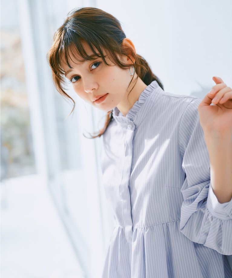 index「《6color》フリルバンドカラーペプラムブラウス【洗濯機洗い可/イージーアイロン/防シワ】」|シャツ・ブラウス|
