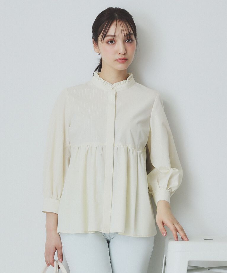 index「《6color》フリルバンドカラーペプラムブラウス【洗濯機洗い可/イージーアイロン/防シワ】」|シャツ・ブラウス|