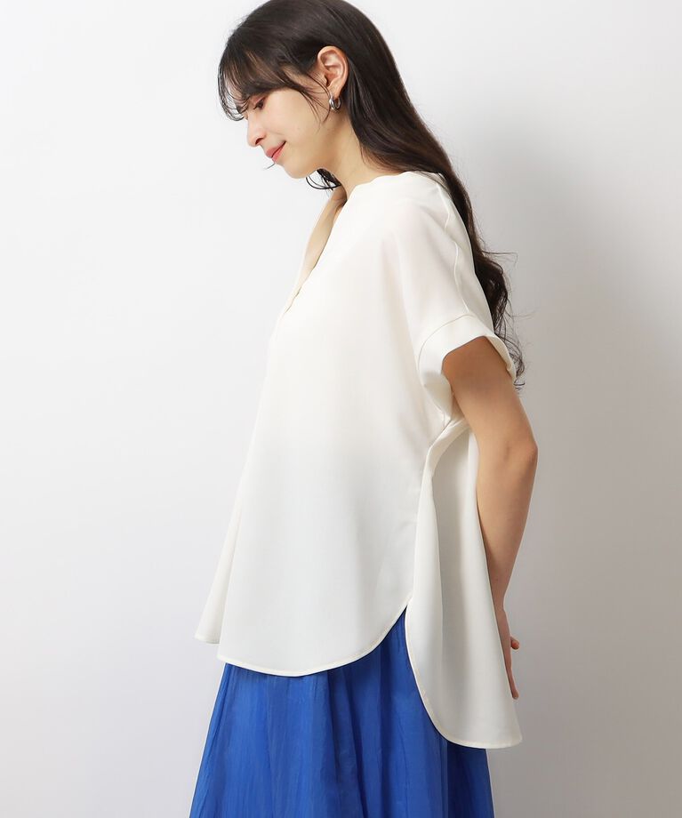 OPAQUE.CLIP「≪7color/SS-LLsize≫ スキッパーブラウス/セットアップ対応【防シワ/洗濯機洗い可】」|シャツ・ブラウス|ﾎﾜｲﾄ(001)