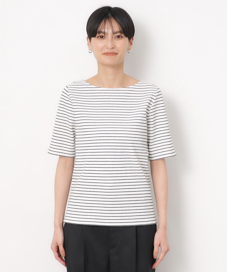 OPAQUE.CLIP「GIZAコットンリブ ボートネックカットソー」|Tシャツ・カットソー|