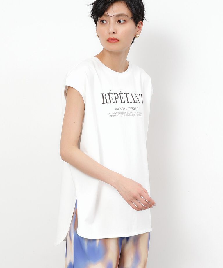 OPAQUE.CLIP「UV フレンチスリーブロゴTシャツ【洗濯機洗い可】」|Tシャツ・カットソー|