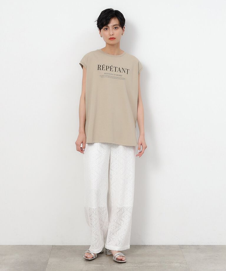 OPAQUE.CLIP「UV フレンチスリーブロゴTシャツ【洗濯機洗い可】」|Tシャツ・カットソー|