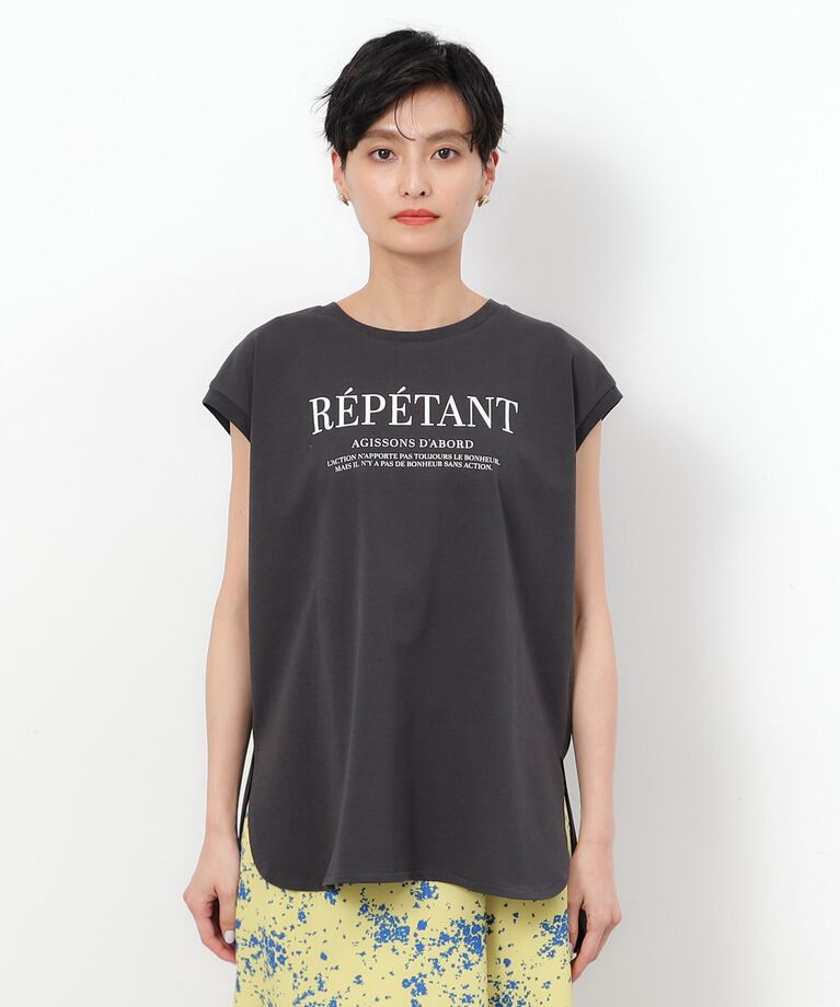 OPAQUE.CLIP「UV フレンチスリーブロゴTシャツ【洗濯機洗い可】」|Tシャツ・カットソー|