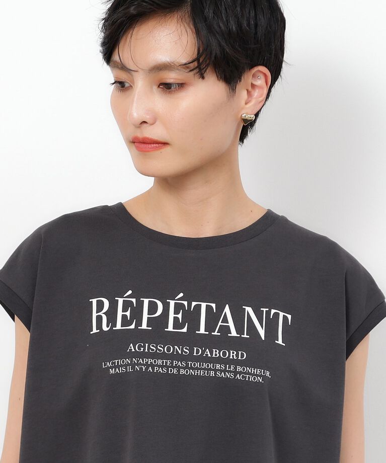 OPAQUE.CLIP「UV フレンチスリーブロゴTシャツ【洗濯機洗い可】」|Tシャツ・カットソー|