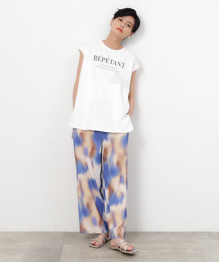 OPAQUE.CLIP「UV フレンチスリーブロゴTシャツ【洗濯機洗い可】」|Tシャツ・カットソー|