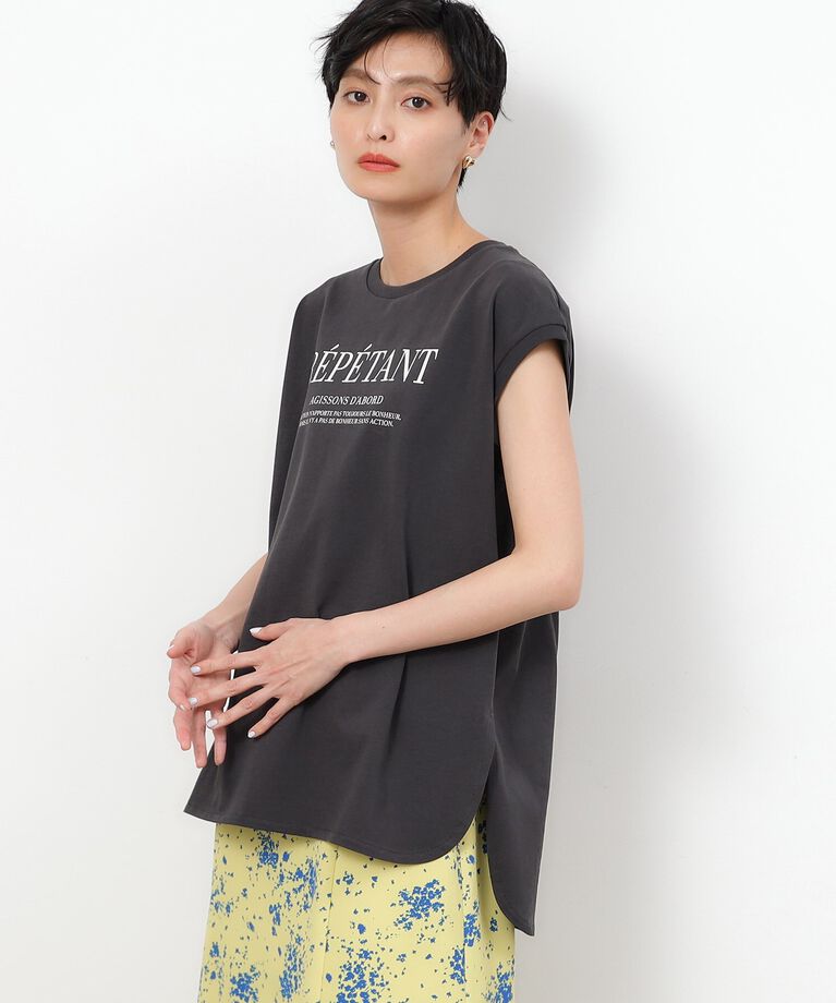 OPAQUE.CLIP「UV フレンチスリーブロゴTシャツ【洗濯機洗い可】」|Tシャツ・カットソー|