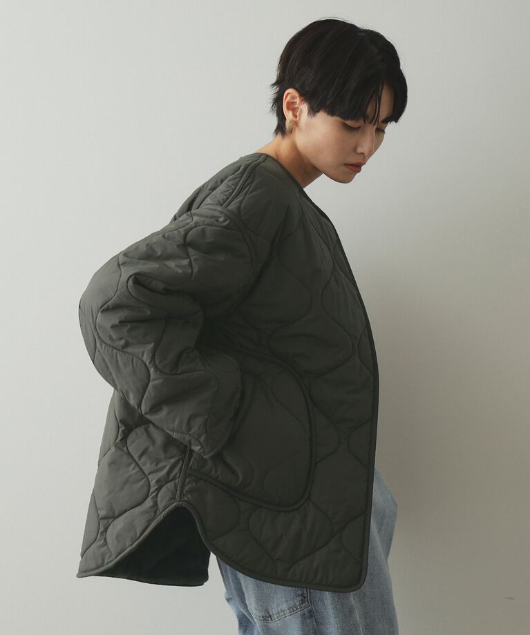 OPAQUE.CLIP「《リバーシブル》キルティング×フェイクファージャケット【洗濯機洗い可】」|ノーカラーコート|
