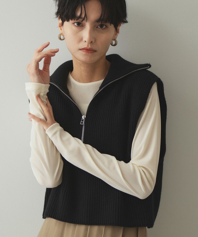 OPAQUE.CLIP「《CLASSY掲載》シアーベロアトップス【洗濯機洗い可】」|Tシャツ・カットソー|オフホワイト(003
