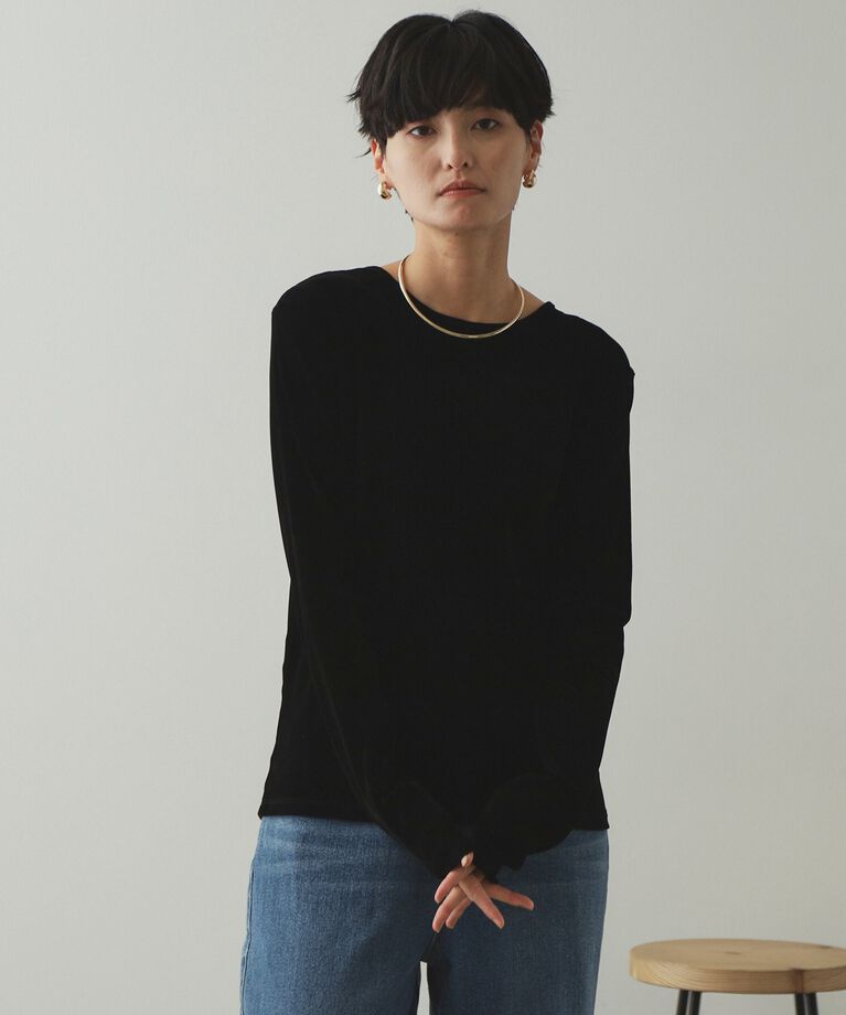 OPAQUE.CLIP「《CLASSY掲載》シアーベロアトップス【洗濯機洗い可】」|Tシャツ・カットソー|