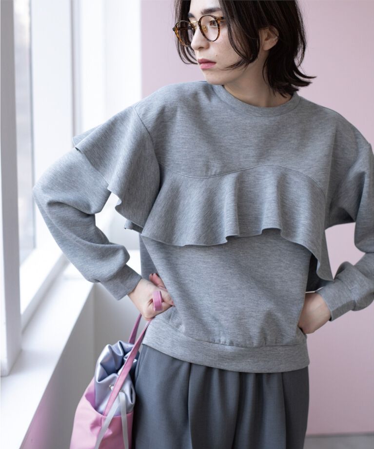 OPAQUE.CLIP「フリルアシメトップス【洗濯機洗い可】」|Tシャツ・カットソー|