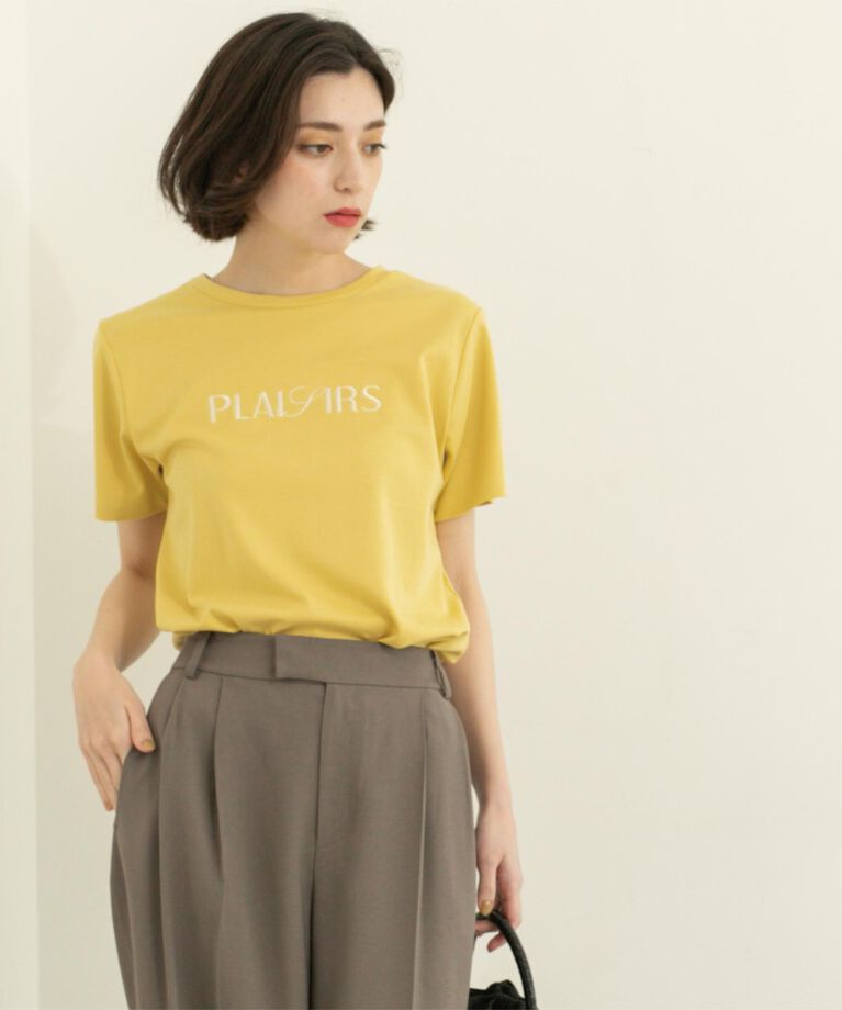 OPAQUE.CLIP「刺繍＆スパンコールロゴTシャツ【洗濯機洗い可】」|Tシャツ・カットソー|