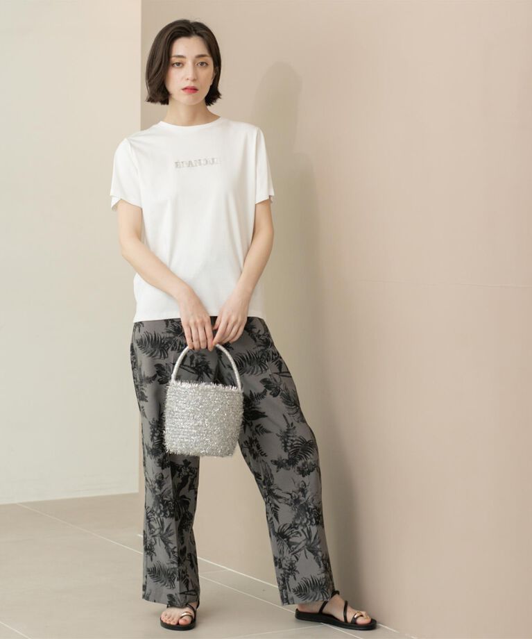 OPAQUE.CLIP「刺繍＆スパンコールロゴTシャツ【洗濯機洗い可】」|Tシャツ・カットソー|