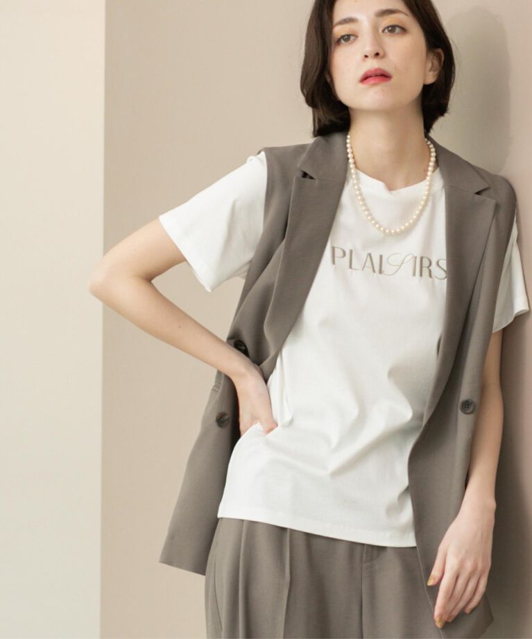 OPAQUE.CLIP「刺繍＆スパンコールロゴTシャツ【洗濯機洗い可】」|Tシャツ・カットソー|