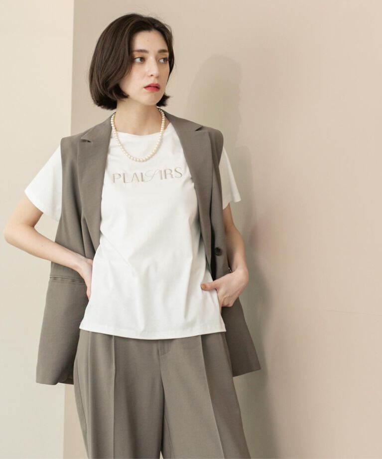 OPAQUE.CLIP「刺繍＆スパンコールロゴTシャツ【洗濯機洗い可】」|Tシャツ・カットソー|