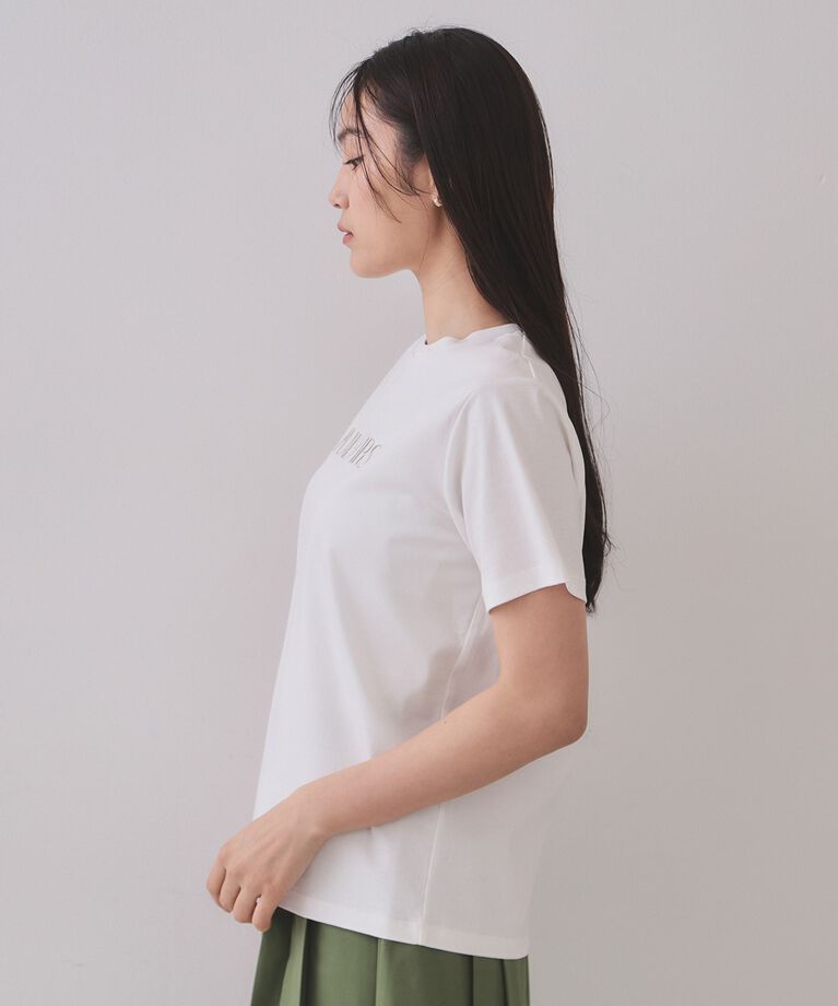 OPAQUE.CLIP「刺繍＆スパンコールロゴTシャツ【洗濯機洗い可】」|Tシャツ・カットソー|