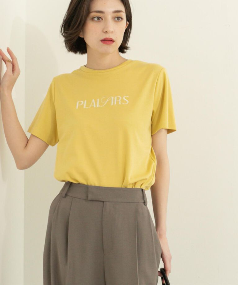 OPAQUE.CLIP「刺繍＆スパンコールロゴTシャツ【洗濯機洗い可】」|Tシャツ・カットソー|イエロー(031)