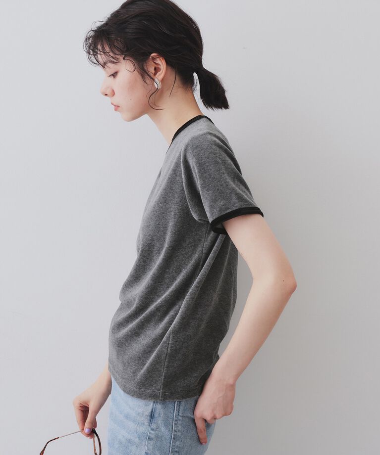OPAQUE.CLIP「ベロアTシャツ【洗濯機洗い可】」|Tシャツ・カットソー|
