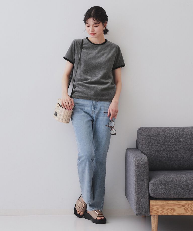 OPAQUE.CLIP「ベロアTシャツ【洗濯機洗い可】」|Tシャツ・カットソー|