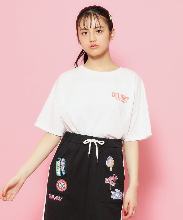 PINK-latte「【接触冷感】カレッジスプレーロゴTシャツ」|Tシャツ・カットソー|