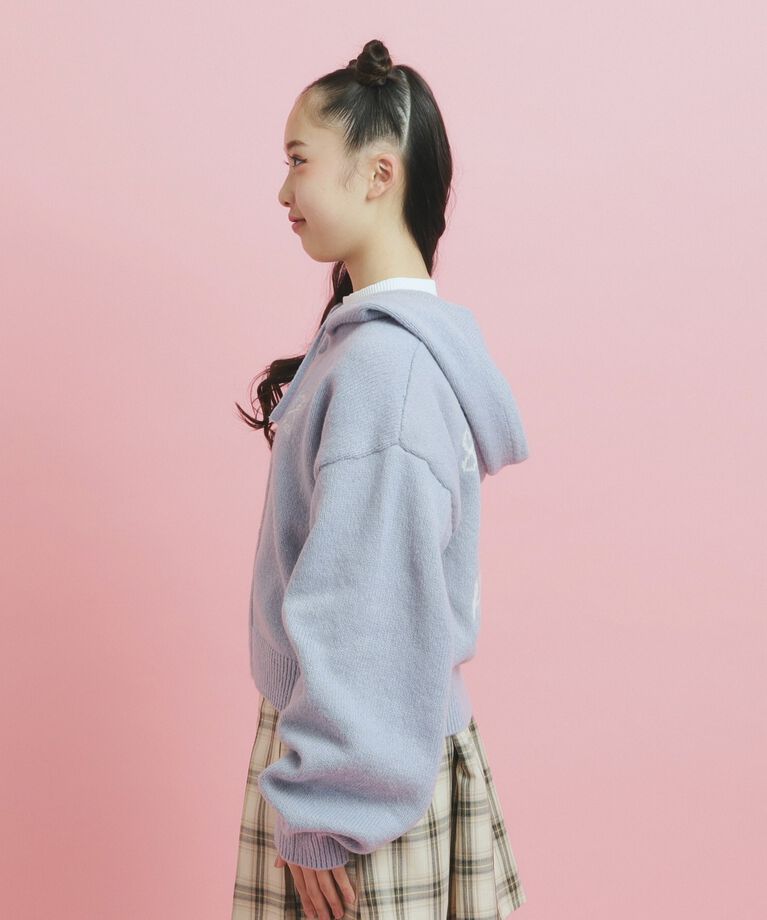 PINK-latte「クロップドリボン刺繍パーカー」|パーカー|