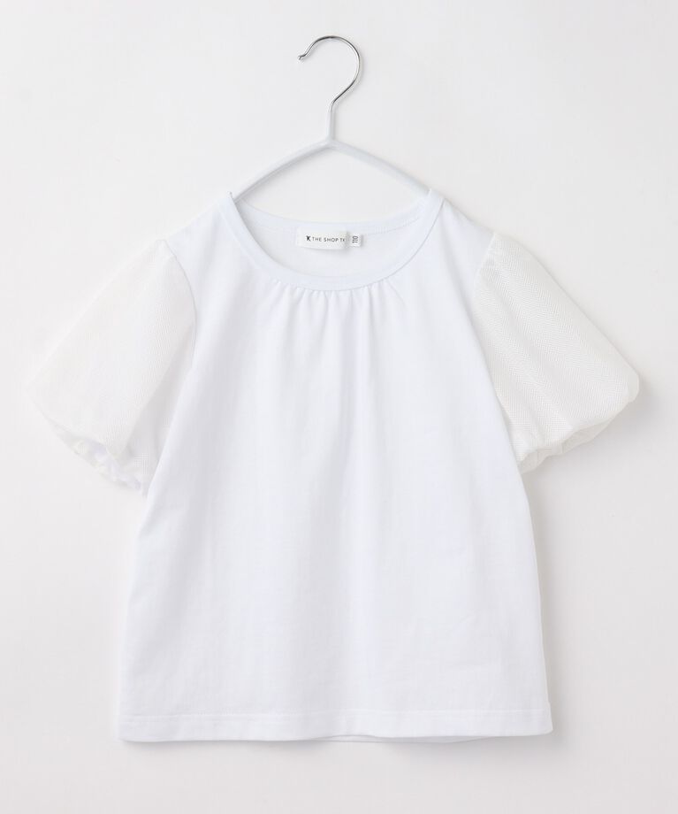 THE SHOP TK「【110-150/ママとおそろい】袖メッシュパフプルオーバー」|Tシャツ・カットソー|