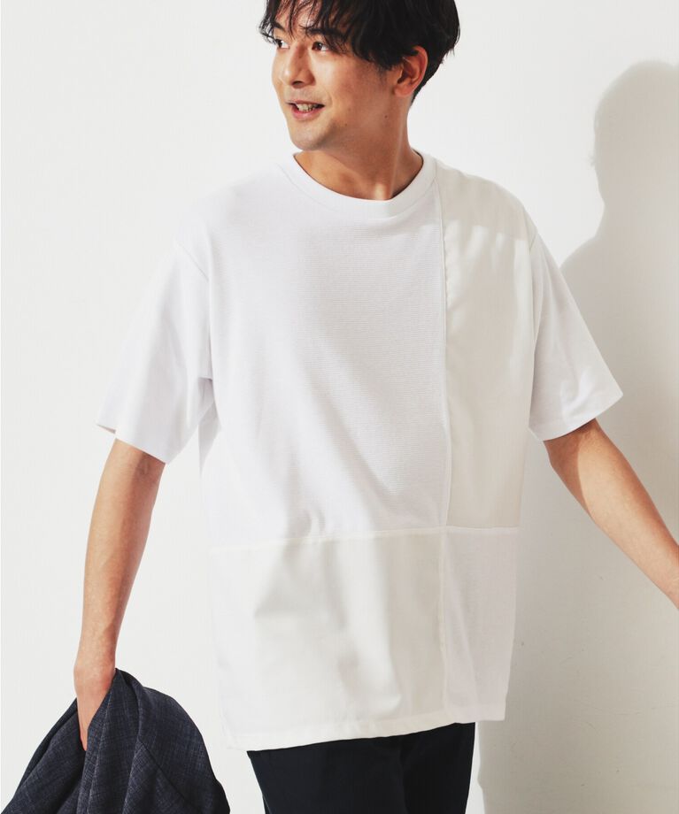 THE SHOP TK「【親子リンク】パネルブロッキングTシャツ」|Tシャツ・カットソー|ｵﾌﾎﾜｲﾄ(003)