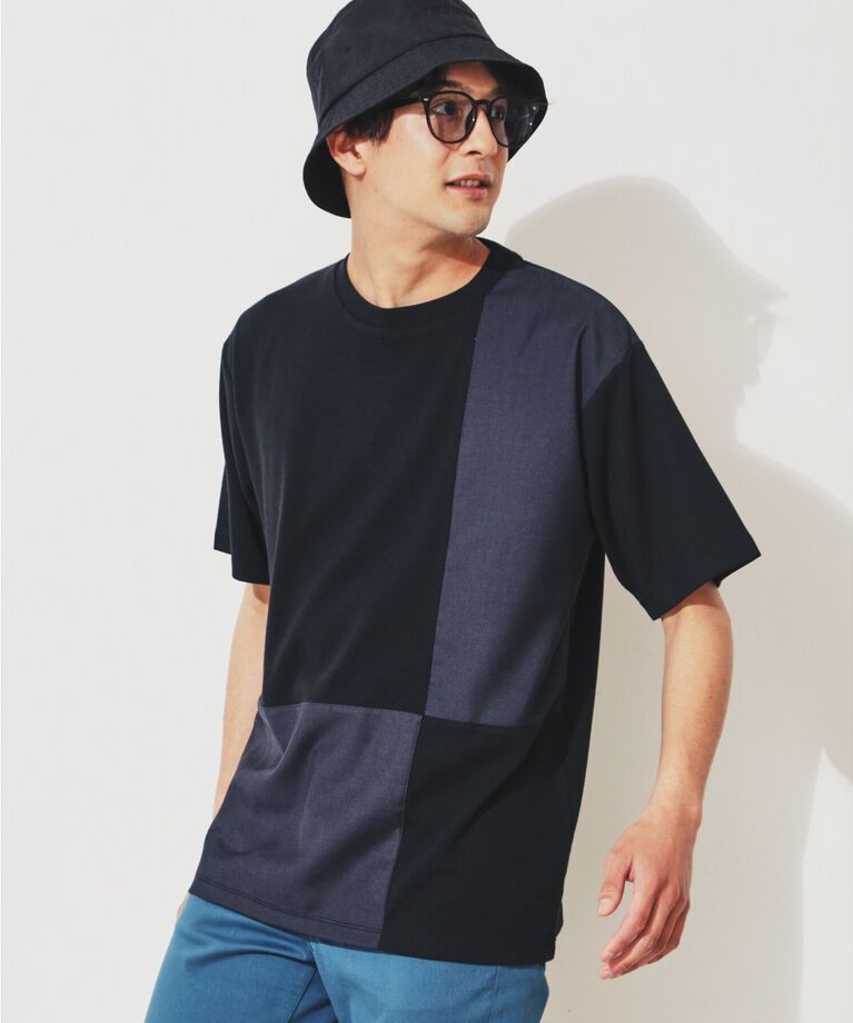 THE SHOP TK「【親子リンク】パネルブロッキングTシャツ」|Tシャツ・カットソー|ﾌﾞﾗｯｸ(019)