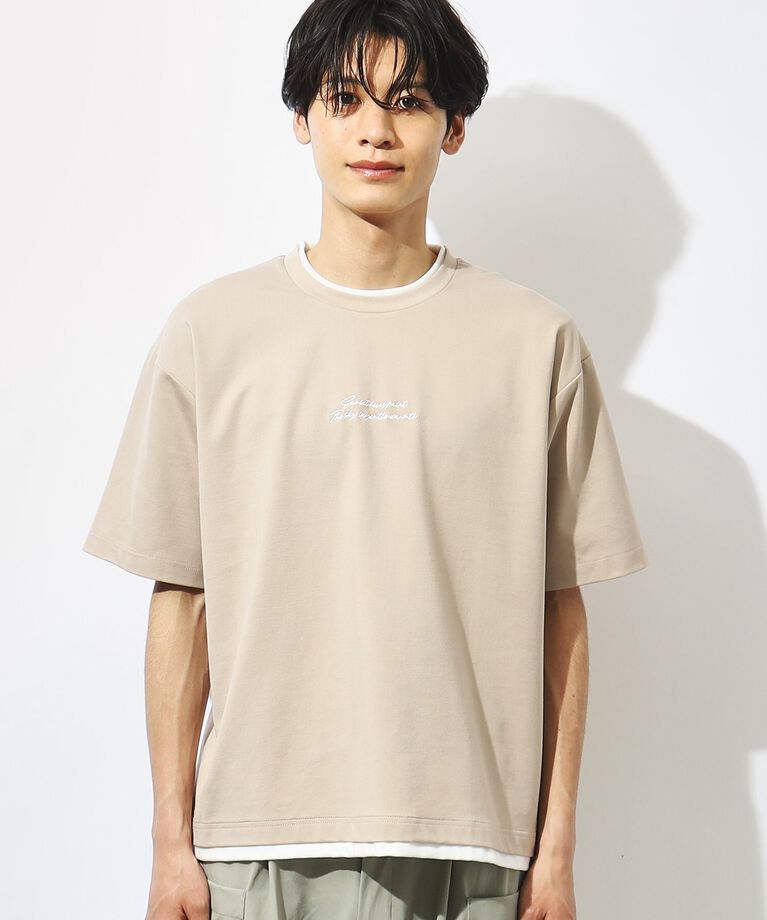 THE SHOP TK「【接触冷感】ポンチフェイクレイヤードTシャツ」|Tシャツ・カットソー|