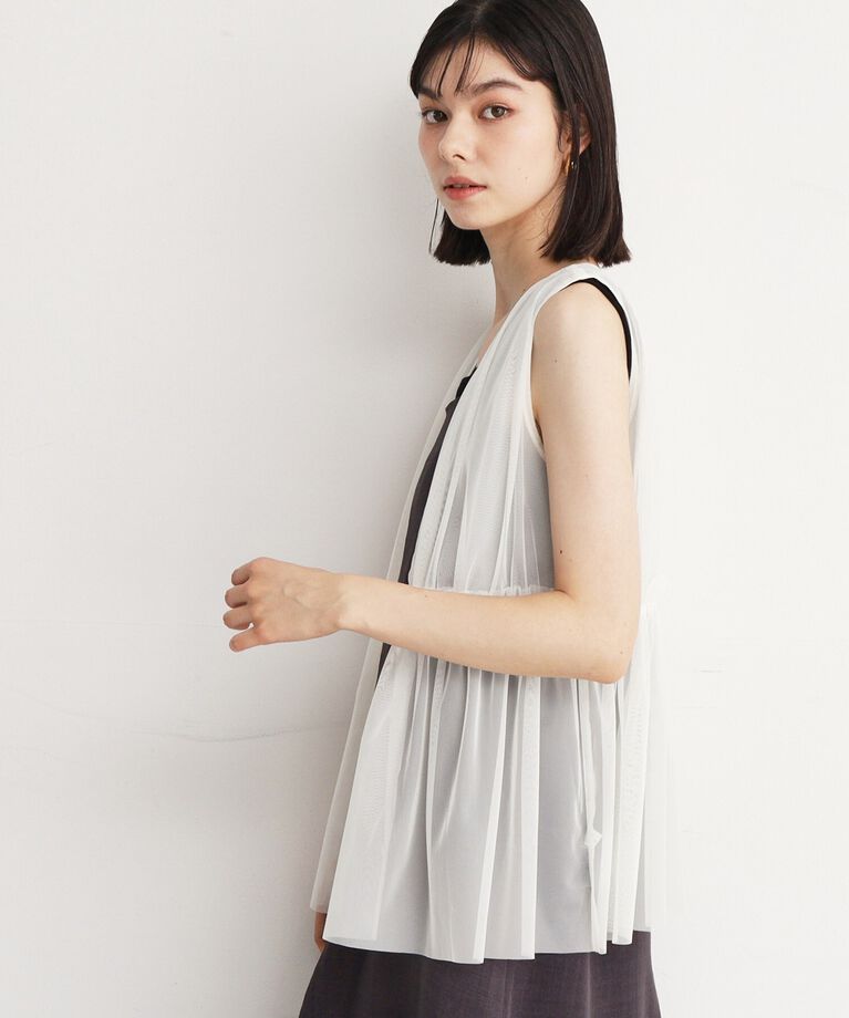 THE SHOP TK「チュールギャザーベスト【洗える】」|ベスト・ジレ|