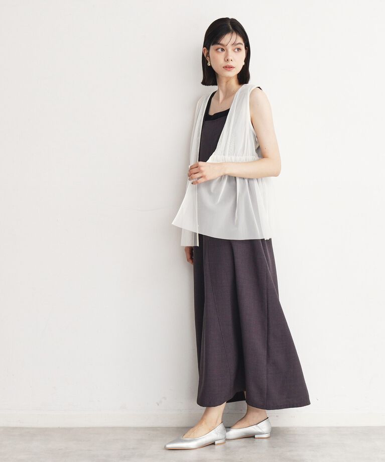 THE SHOP TK「チュールギャザーベスト【洗える】」|ベスト・ジレ|
