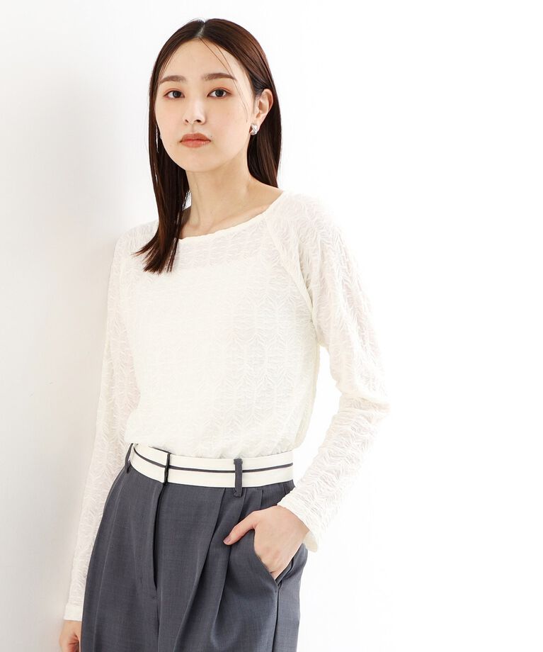 THE SHOP TK「【上品な透け感】ウェーブプルオーバー/洗濯機OK」|Tシャツ・カットソー|