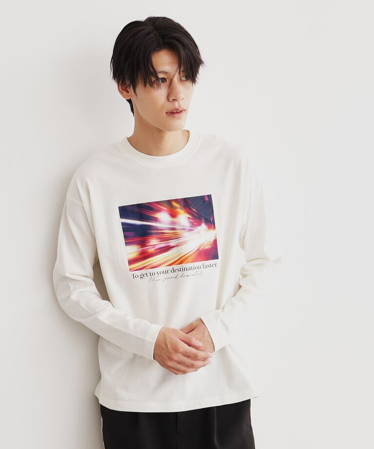 THE SHOP TK「オーガビッツグラフィックプリント長袖Tシャツ 親子リンク/コットン100％/マシンウォッシャブル」|Tシャツ・カットソー|ｵﾌﾎﾜｲﾄ(003)