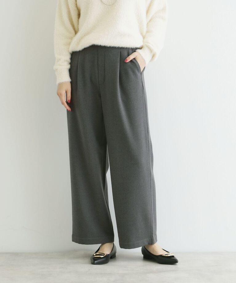 THE SHOP TK「【＠BAILA掲載】両面起毛ベーシックワイドパンツ/洗える」|その他|ﾁｬｺｰﾙｸﾞﾚｰ(014)