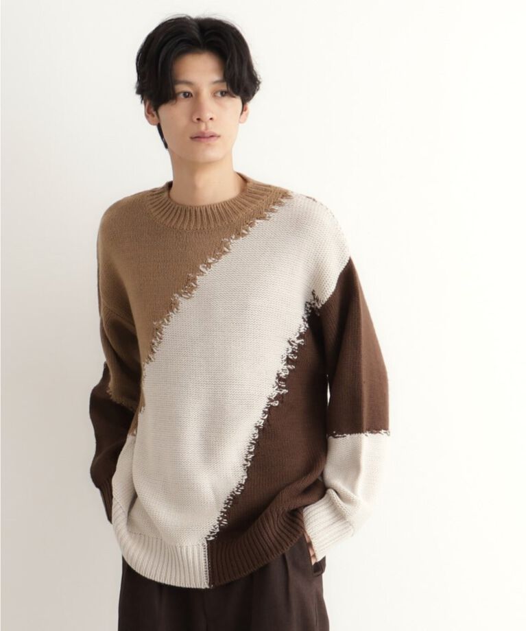 THE SHOP TK「切替インターシャニット」|ニット・セーター|