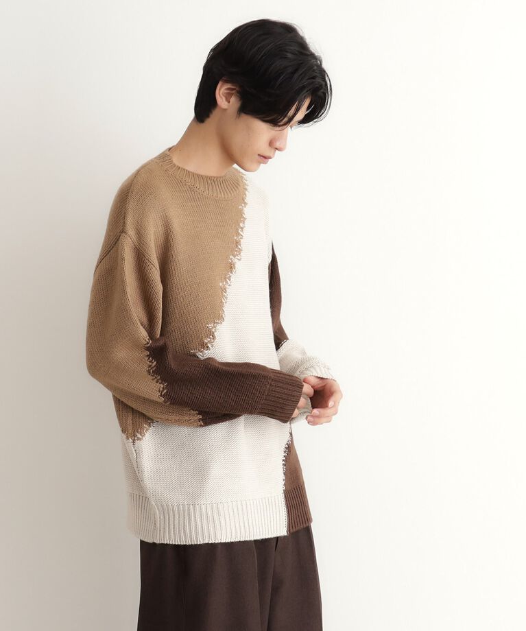 THE SHOP TK「切替インターシャニット」|ニット・セーター|