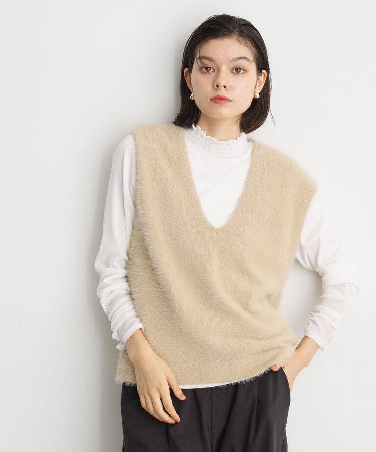 THE SHOP TK「シアーチュール切替プルオーバー【洗濯機OK】」|Tシャツ・カットソー|ﾎﾜｲﾄ(001)