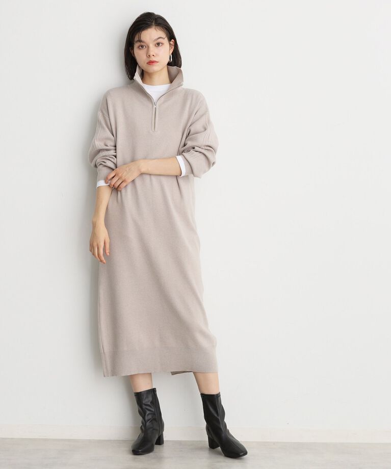 THE SHOP TK「【毛玉になりにくい/静電気防止】ハーフジップワンピース/洗える」|ワンピース|ﾗｲﾄｸﾞﾚｰ(011)