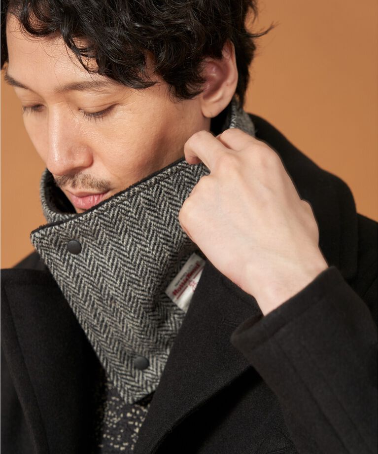 THE SHOP TK「【HARRIS TWEED／ハリスツイード】ショートボアネックウォーマー」|スヌード|ﾁｬｺｰﾙｸﾞﾚｰ(014)