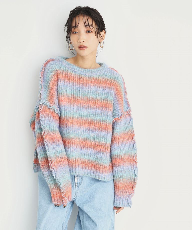 THE SHOP TK「袖フリルグラデーション【洗えるニット】」|ニット・セーター|