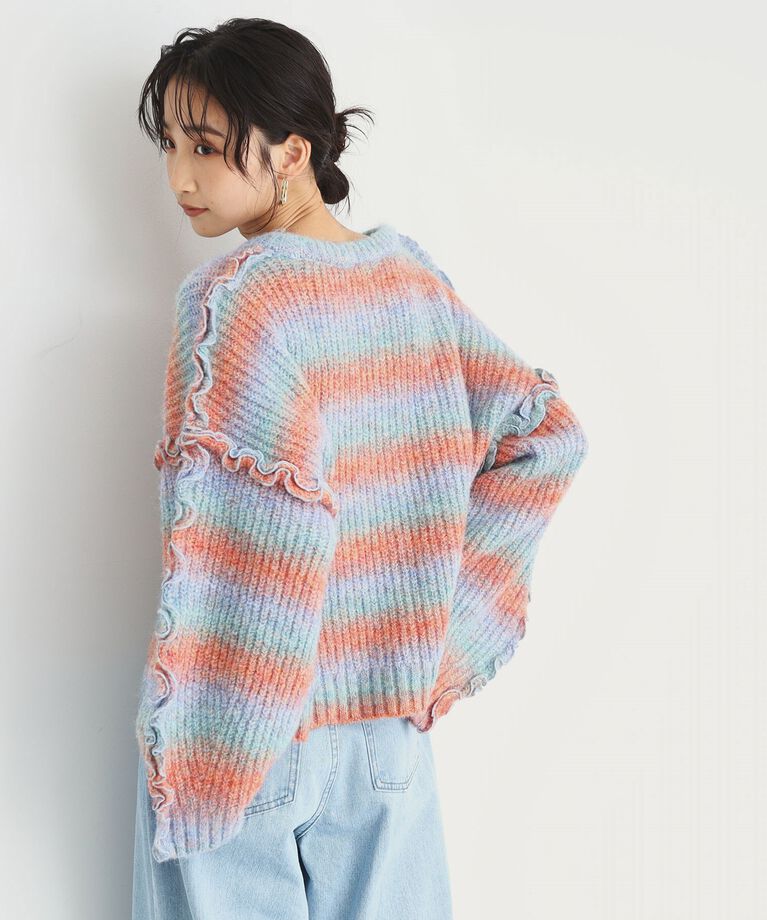THE SHOP TK「袖フリルグラデーション【洗えるニット】」|ニット・セーター|ｵﾚﾝｼﾞ(267)
