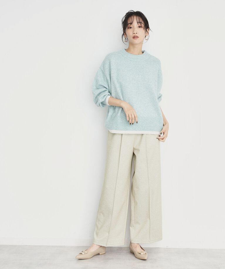 THE SHOP TK「【洗えるパンツ/あったかキレイ】メランジ起毛ワイドパンツ」|その他|